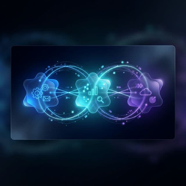 Abstract comparison diagram of three marketing automation platform nodes