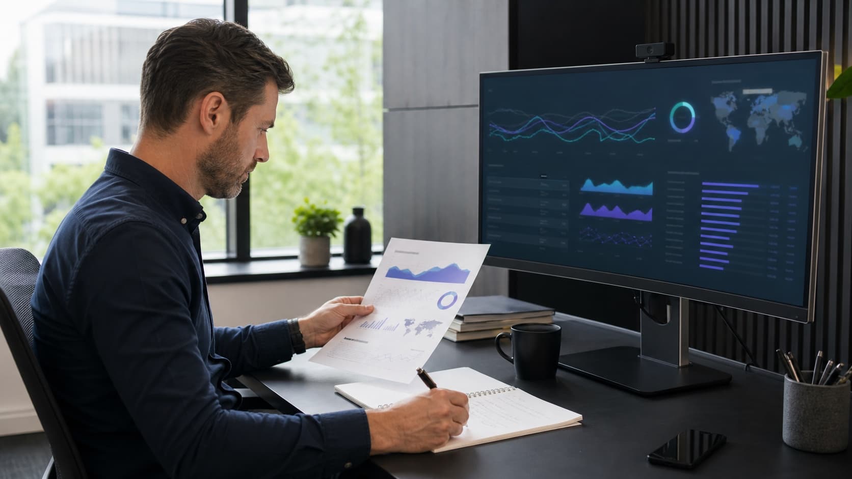 A search analyst reviewing generative AI visibility trends in a clean Search Console reporting workspace.