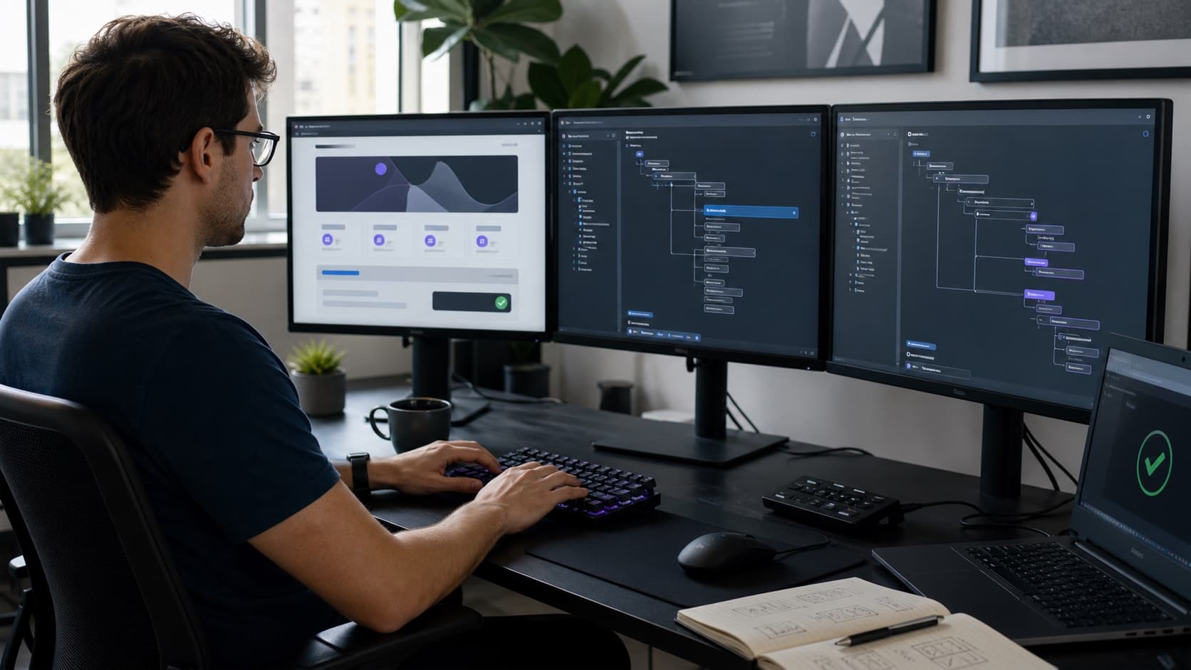 A web developer testing a service website through its rendered page, DOM structure and accessibility tree for AI-agent readiness.